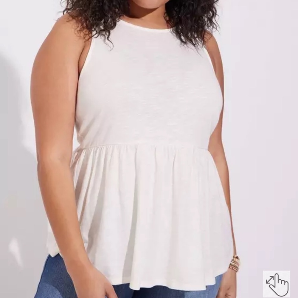 Torrid Cotton Modal Slub Boat Neck Babydoll Tank